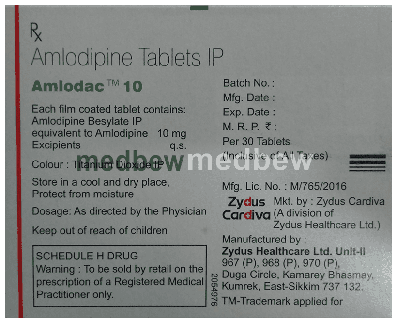Amlodac 10 Tablet