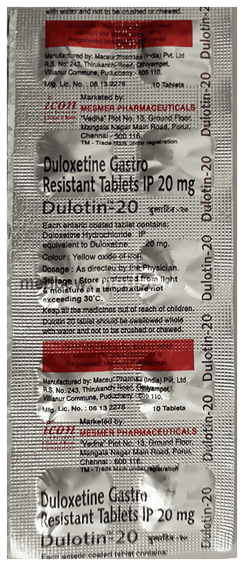 Dulotin 20mg Tablet | Price, Uses & Fast Delivery Jamshedpur