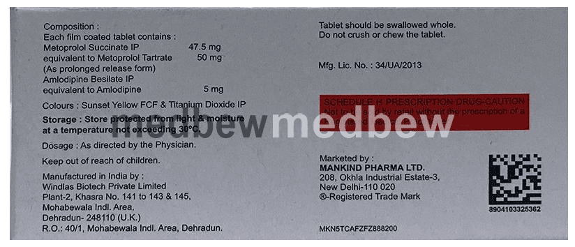 Amlokind-Beta 50 Tablet PR