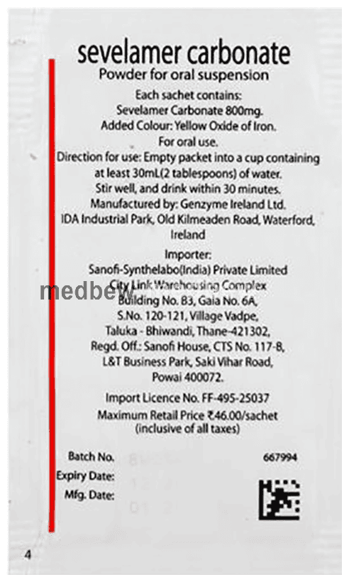 Renvela 800mg Sachet